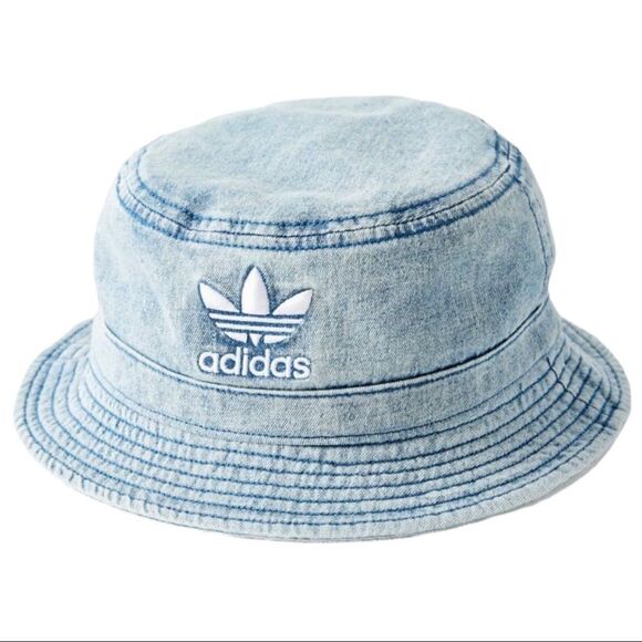 NEW Adidas Urban Outfitters UO Originals Blue Denim Bucket Cap Hat - Picture 1 of 3